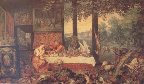 BRUEGHEL, Jan the Elder Sense of Taste (mk14) oil painting picture